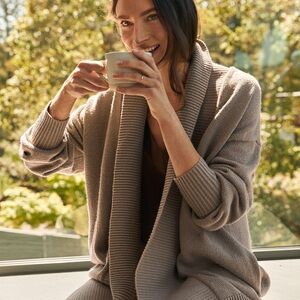 HAVEN WELL WITHIN NWT XL Flyaway Cardigan in Mushroom • Beige Tan